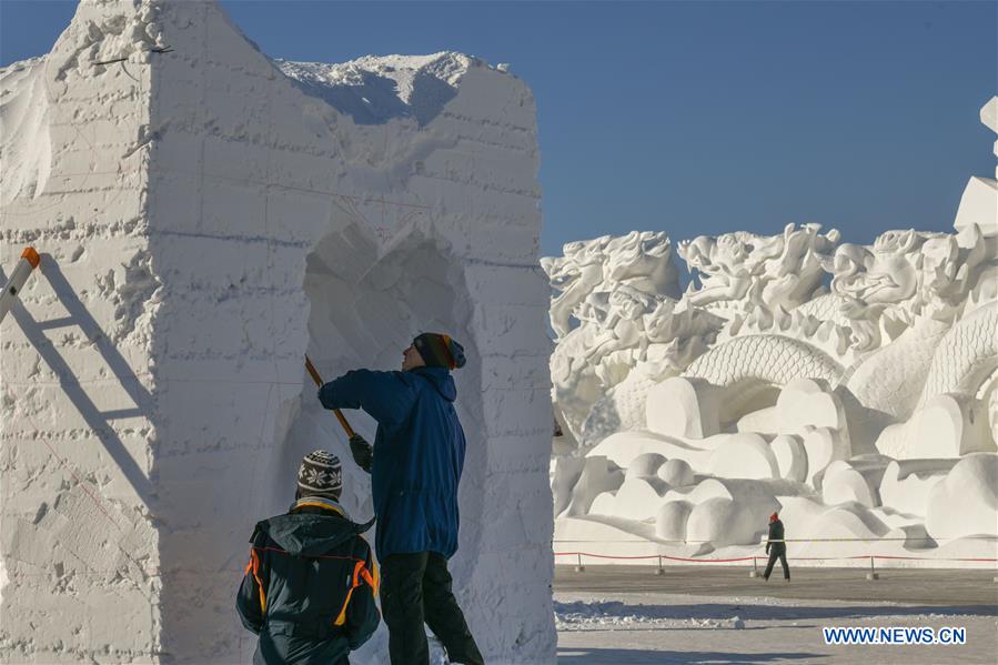 CHINA-HEILONGJIANG-HARBIN-SNOW SCULPTURE-COMPETITION (CN)