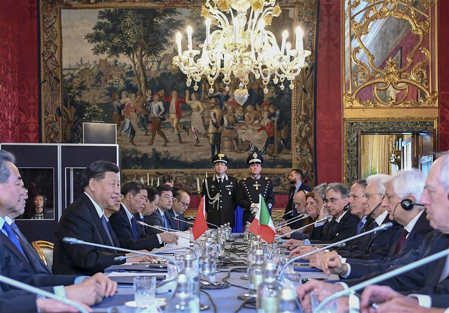 ITALY-ROME-XI JINPING-SERGIO MATTARELLA-TALKS