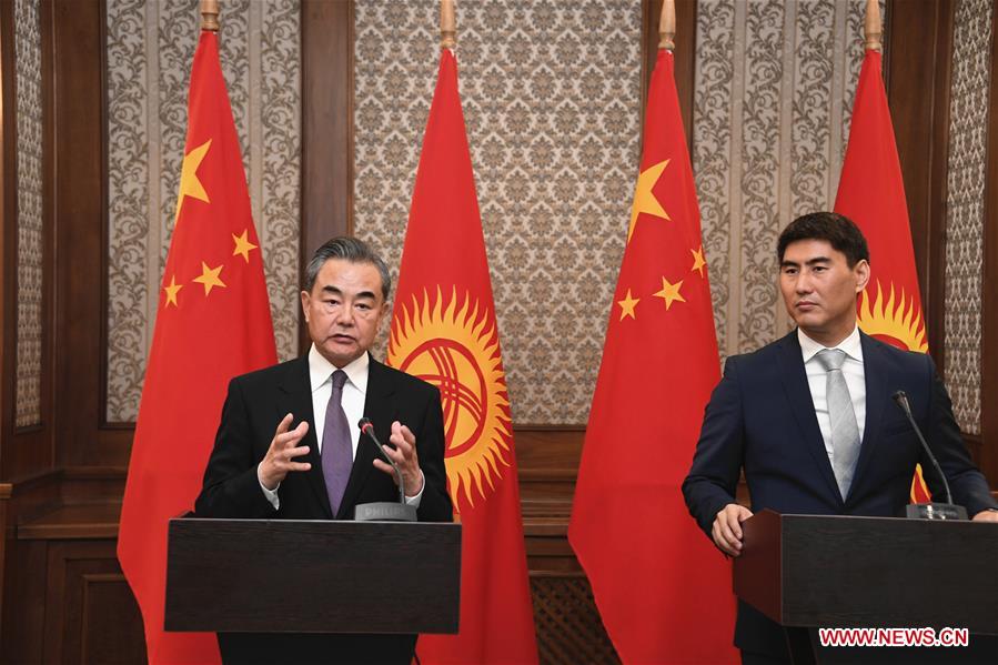  KYRGYZSTAN-BISHKEK-CHYNGYZ AIDARBEKOV-CHINA-WANG YI-MEETING 