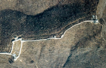 Aerial view of Jiuyanlou Great Wall in Yanqing District of Beijing