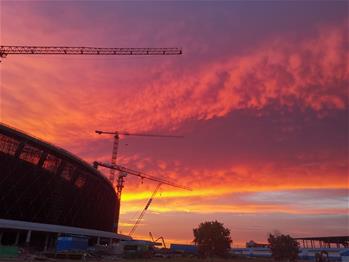 Chinese-funded stadium under construction in Cambodia